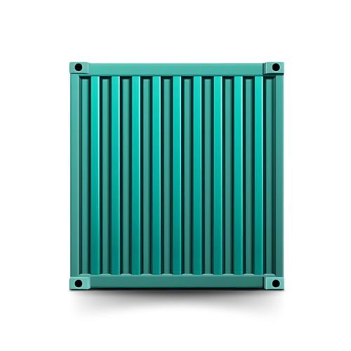 Ilustração de um contentor marítimo verde, vista frontal com design simplificado